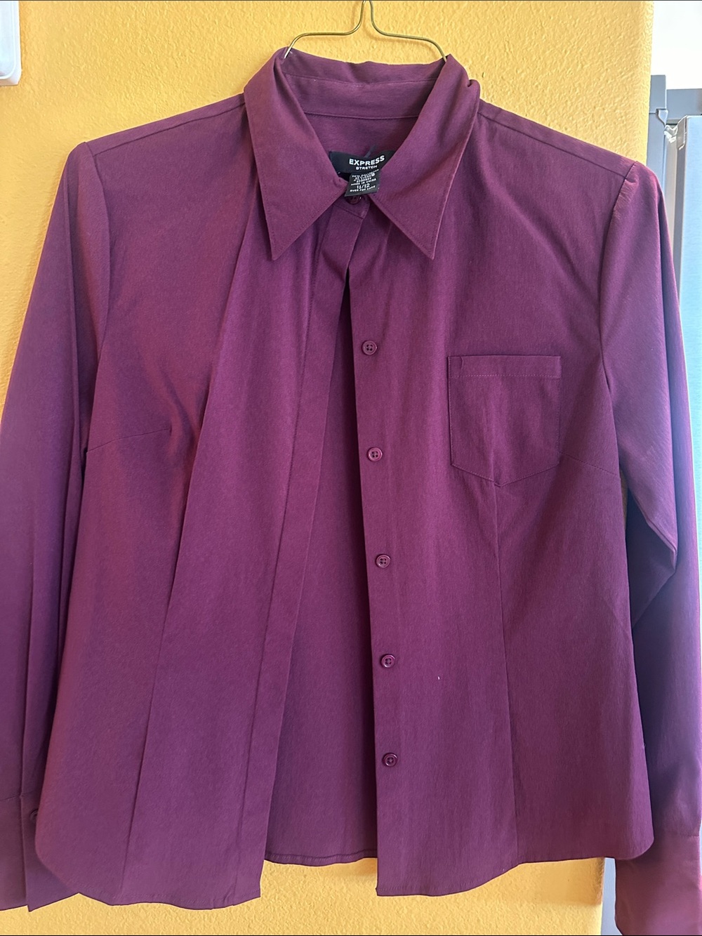 Express Womens Plum Button-Up Dress Shirt